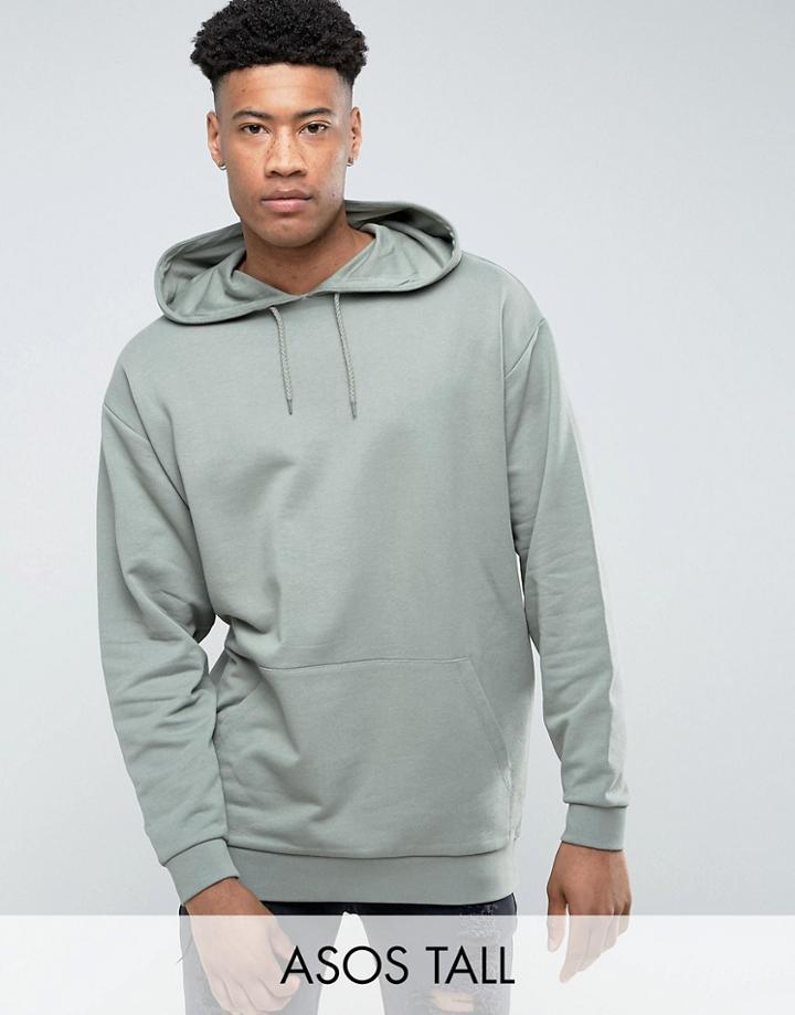 Asos Tall Oversized Longline Hoodie - Green