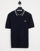Fred Perry Tramline Tipped Polo Shirt In Navy
