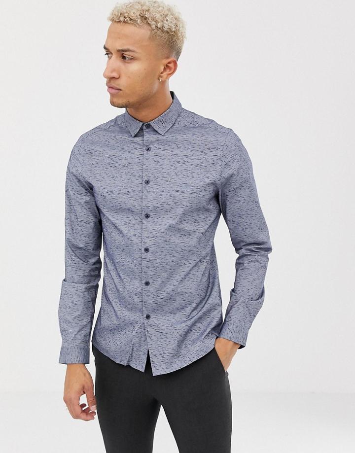 Asos Design Slim Work Shirt With Nepps - Blue