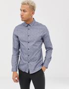 Asos Design Slim Work Shirt With Nepps - Blue