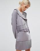 Zacro Shift Dress With Asymmetric Pleats - Gray