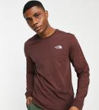 The North Face Simple Dome Long Sleeve T-shirt In Burgundy Exclusive At Asos-red
