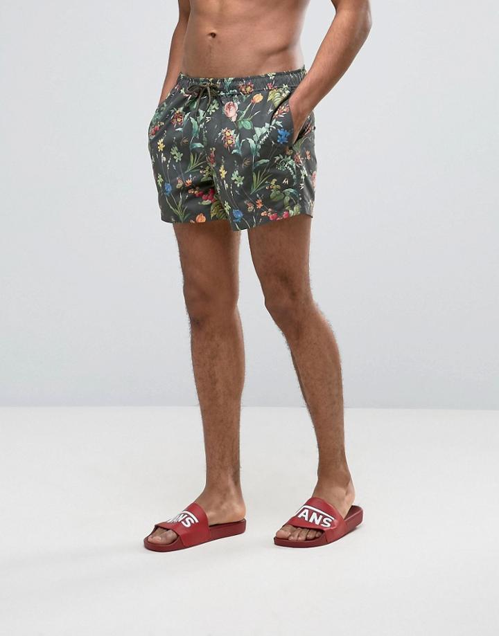 Asos Swim Shorts With Floral Print In Short Length - Multi