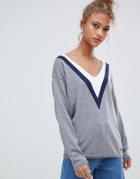 Blend She Slade Sporty V Wool Blend Sweater - Gray