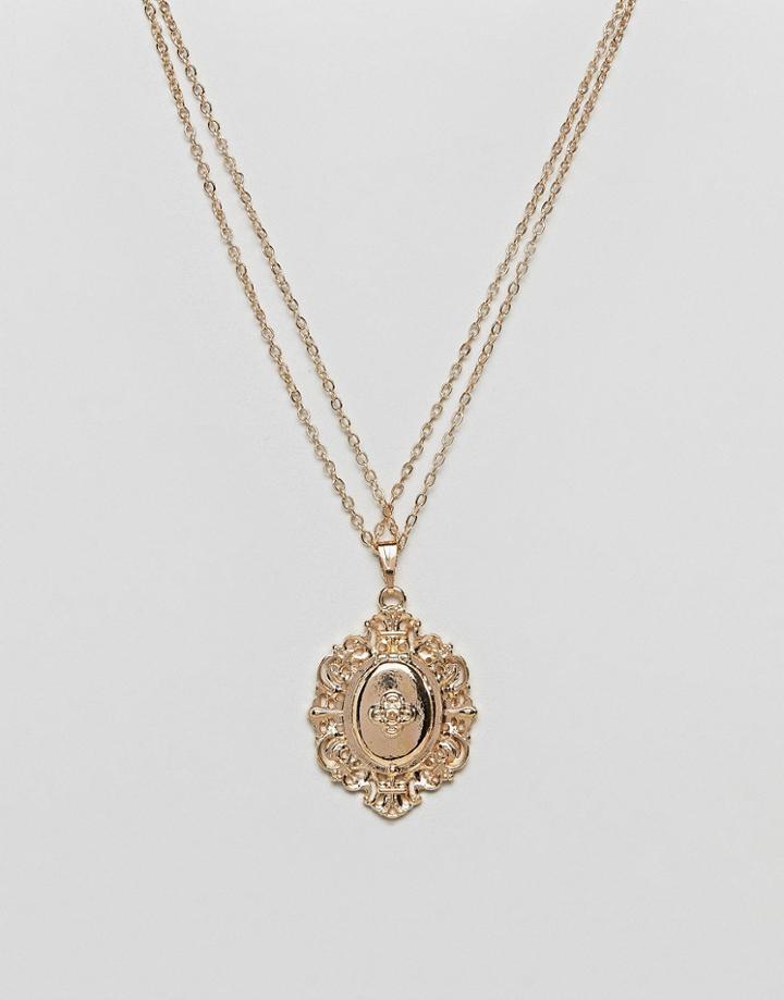 Asos Vintage Style Lucky Locket Necklace - Gold
