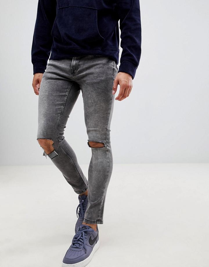 Only & Sons Ripped Acid Wash Jeans - Black