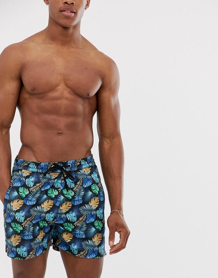 Another Influence Fern Print Swim Shorts - Black
