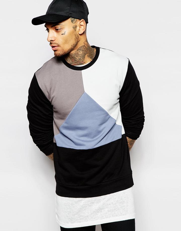 Asos Sweatshirt With Cut & Sew - Black