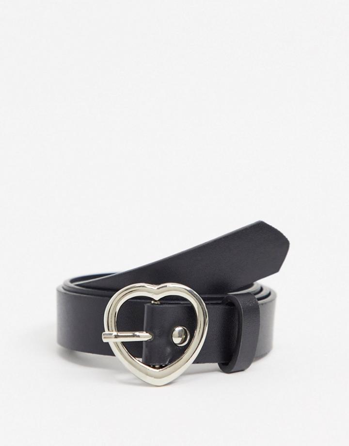 Johnny Loves Rosie Heart Buckle Belt In Black