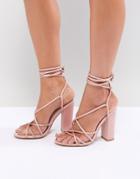 Missguided Multi Strap Block Heel Sandals - Pink