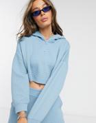 Monki Wami Part Of A 3 Piece Set - Waffle Texture Zip Hoodie In Blue-blues