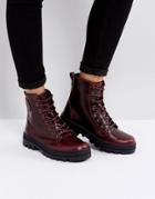 Palladium Pallabosse Regal Burgandy Leather Flat Ankle Boots - Red