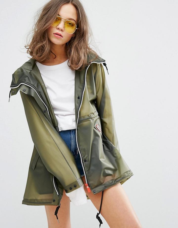 Hunter Womens Original Raincoat In Olive-green