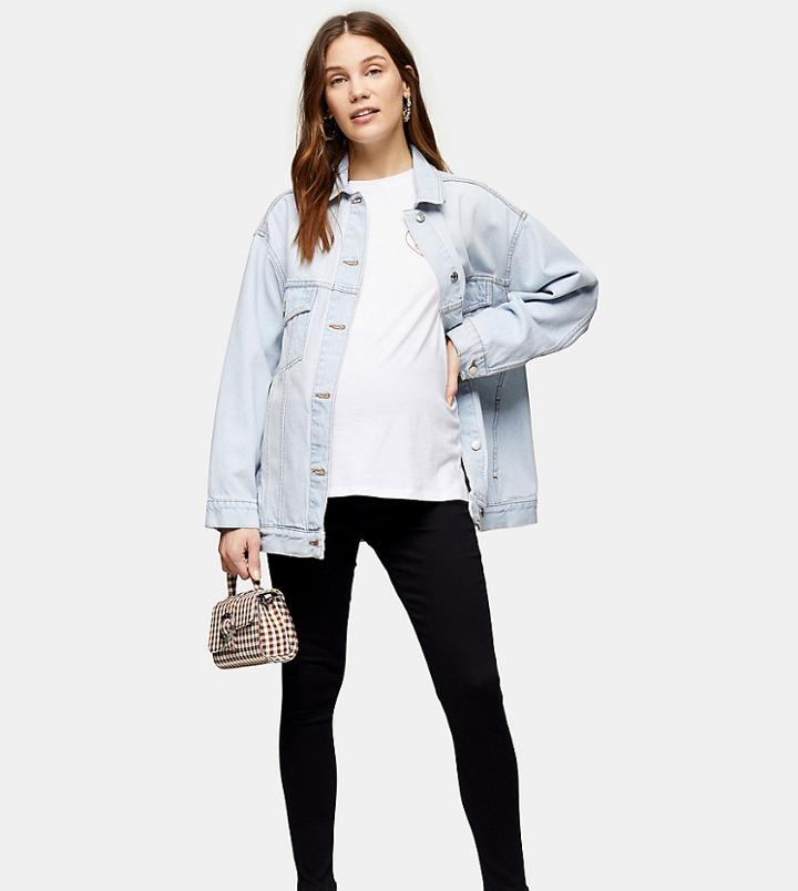 Topshop Maternity Overbump Joni Jeans In Black