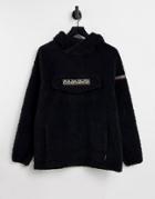 Napapijri Patch Curly Hoodie In Black