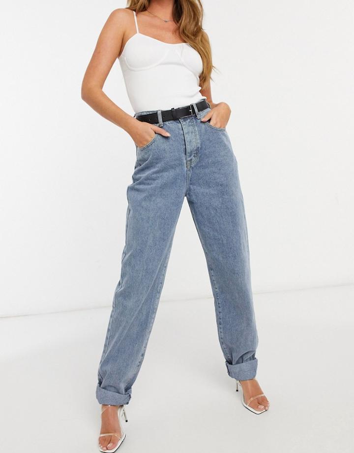 Stradivarius Tall Coated High Waist Jean In Brown