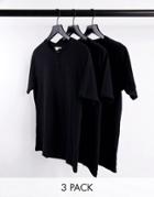 Aeropostale 3 Pack Henley T-shirts-black