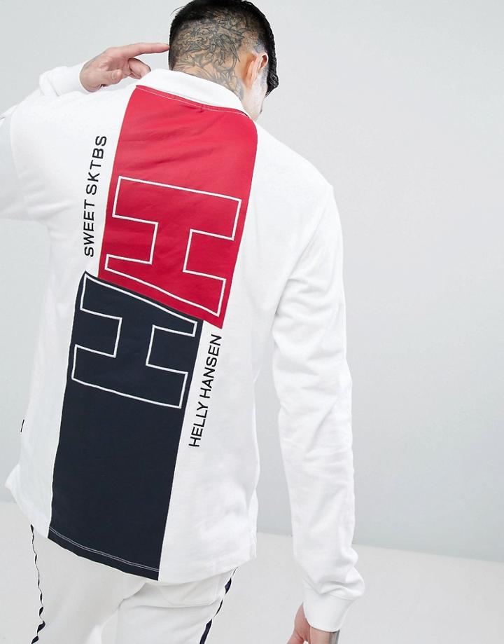 Sweet Sktbs X Helly Hansen 1/2 Zip Long Sleeve T-shirt With Block Back Print - White