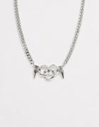 Asos Design Necklace With Interlocking Spike Pendant In Silver Tone