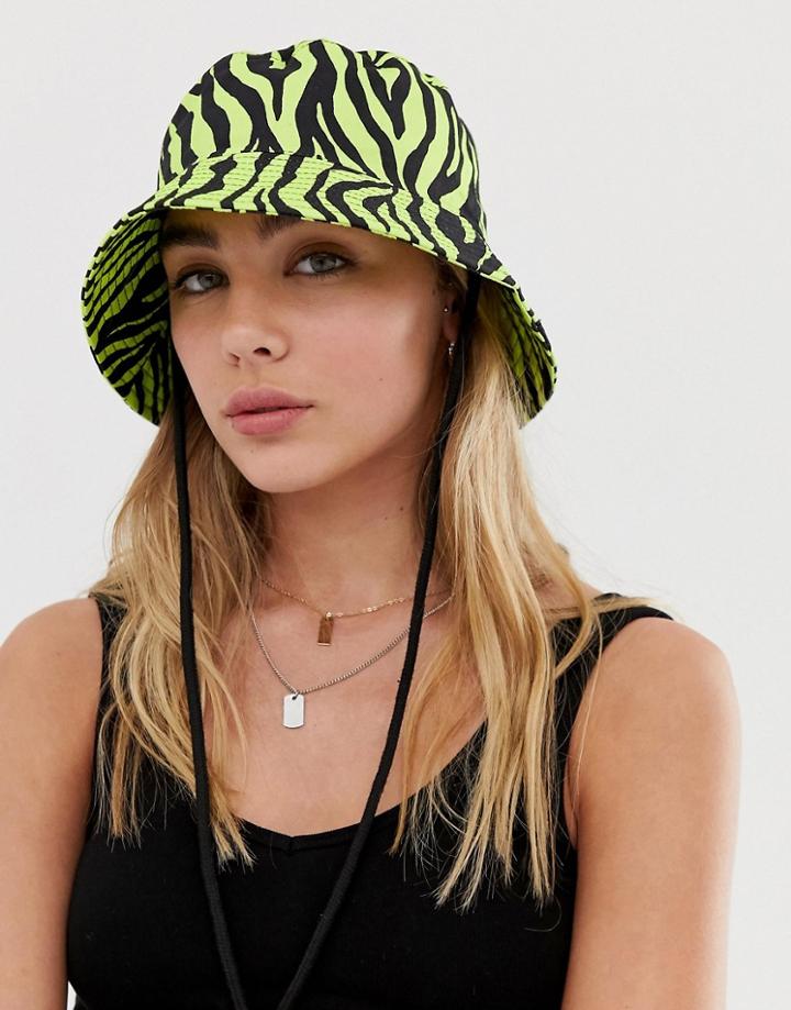 Asos Design Neon Zebra Bucket Hat-multi