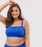 South Beach Curve Exclusive Ribbed Crop Bikini Top In Cobalt Blue - Blue