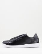 Calvin Klein Leather Low Top Sneakers In Black