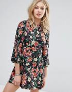 Mango Floral Ruffle Sleeve Smock Dress - Multi