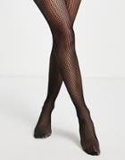 Hunkemoller Fishnet Tights With Lacey Waistband In Black