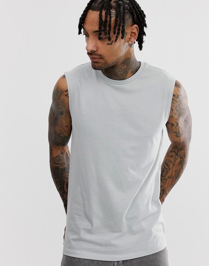 Asos Design Organic Tank Tank In Gray - Green