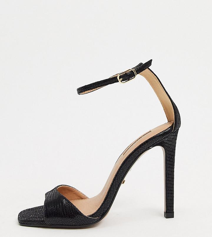 Topshop Wide Fit 2 Part Sandal In Black