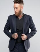Religion Skinny Suit Jacket In Prince Of Wales Check - Navy