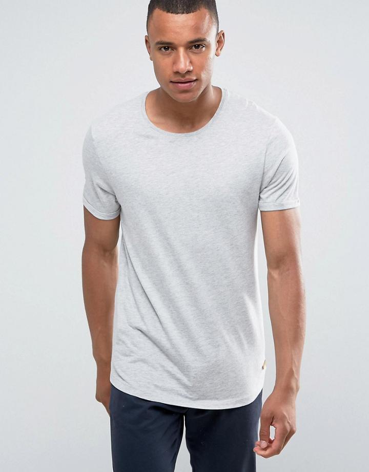 Esprit Longline T-shirt With Roll Sleeve - Gray