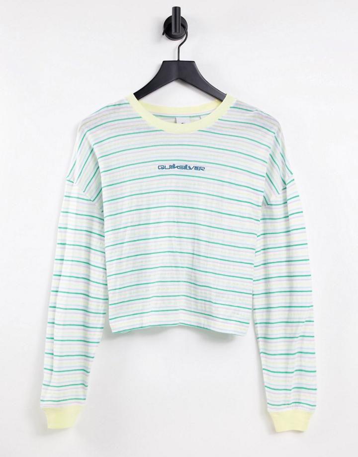 Quiksilver Hightown Top With Drop Sleeve In Pastel Orange Stripe