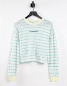 Quiksilver Hightown Top With Drop Sleeve In Pastel Orange Stripe