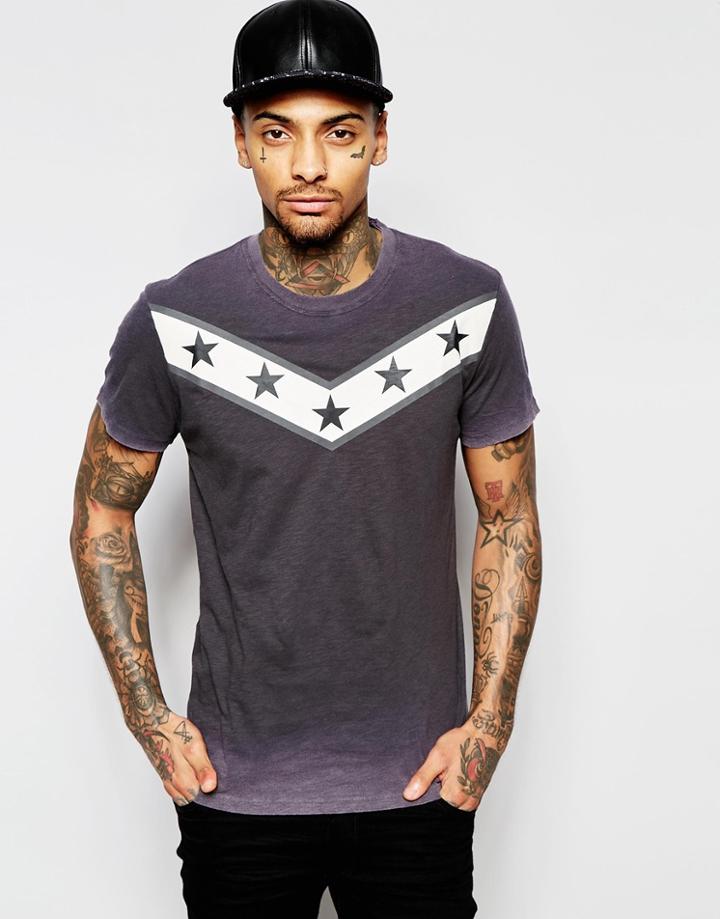 Diesel T-shirt T-diego-d Crewneck Star Chevron Print In Black - Black