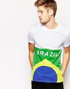 Asos T-shirt With Brazil Flag Print - White