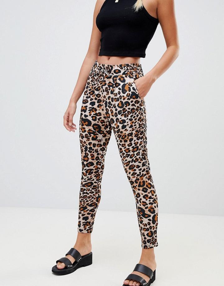 Only Poptrash Leopard Print Pants - Brown
