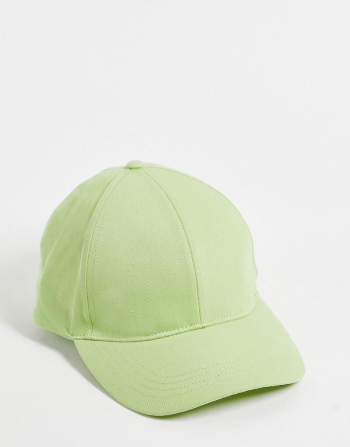 Asos Design Canvas Baseball Cap In Light Green