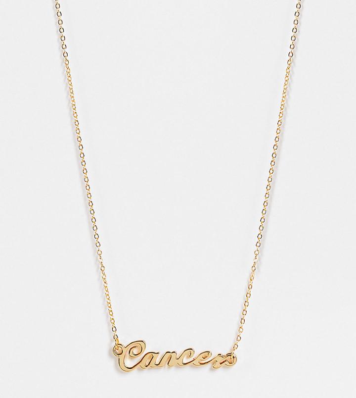 Asos Design 14k Gold Plated Necklace With Zodiac Cancer Pendant