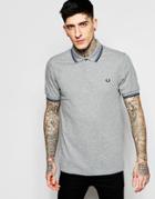 Fred Perry Polo Shirt With Tipping Slim Fit - Steel Marl