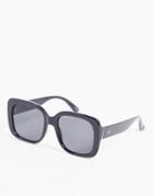Asos Design Recycled Frame Oversized 70s Square Sunglasses In Shiny Black