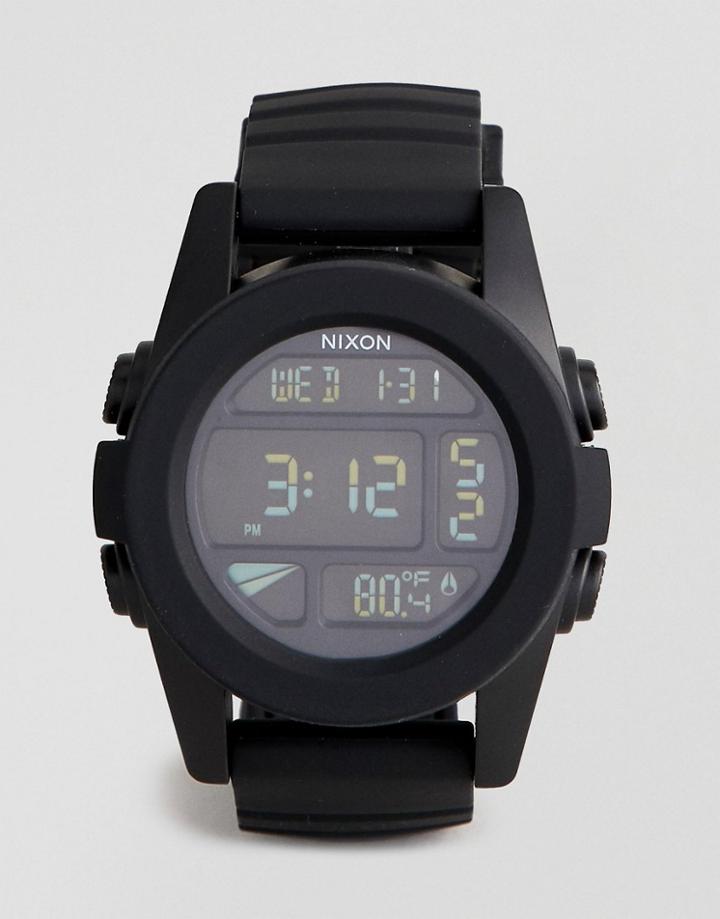 Nixon A197 The Unit Digital Silicone Watch In Black - Black