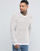 Asos Stripe Sweater With Waffle Texture - White