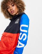 The North Face International Collection Pullover Anorak Jacket In Red/blue-multi