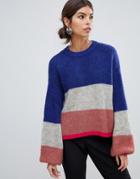 Y.a.s Stripe Brushed Knitted Sweater-multi
