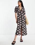 Asos Design Ultimate Midi Tea Dress In Rose Print-multi
