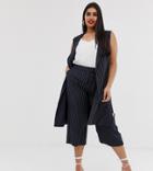 Simply Be Tailored Culottes In Navy Pinstripe-blue