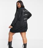 Asos Design Curve Oversized Sweatshirt Mini Dress With State Of Mind Logo In Black