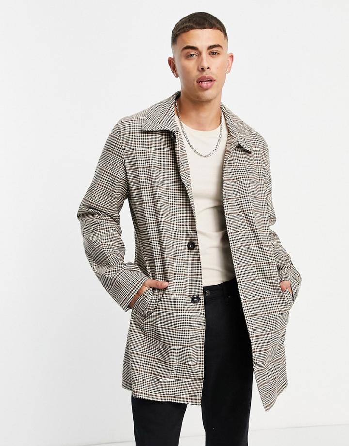 Harry Brown Brown Plaid Trench Coat