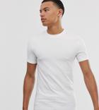 Asos Design Tall Organic Muscle Fit T-shirt With Crew Neck In White